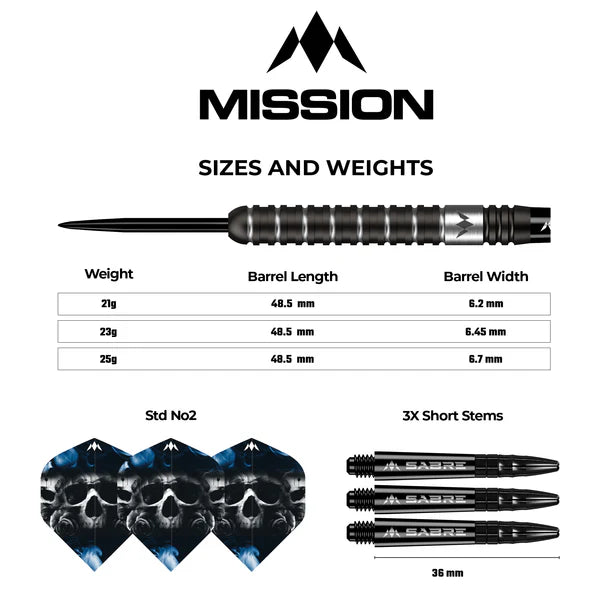 Mission Shaun McDonald Darts - Steel Tip - 95% - Black PVD 21G