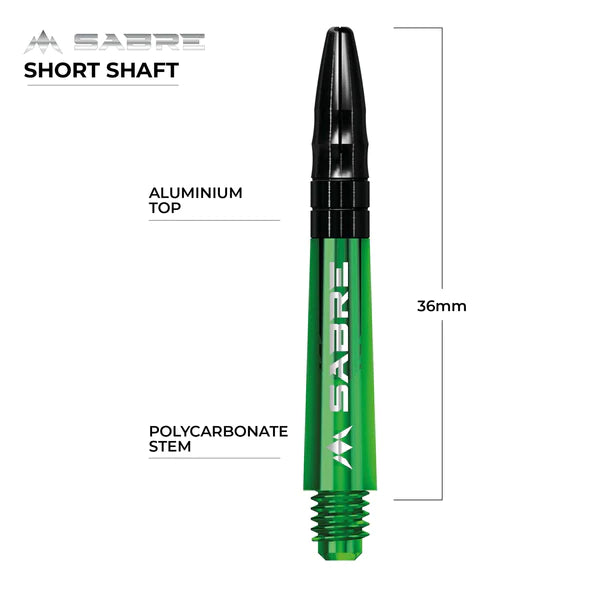 Mission - Mission Sabre Shafts - Polycarbonate Dart Stems - Green - Black Top 36mm