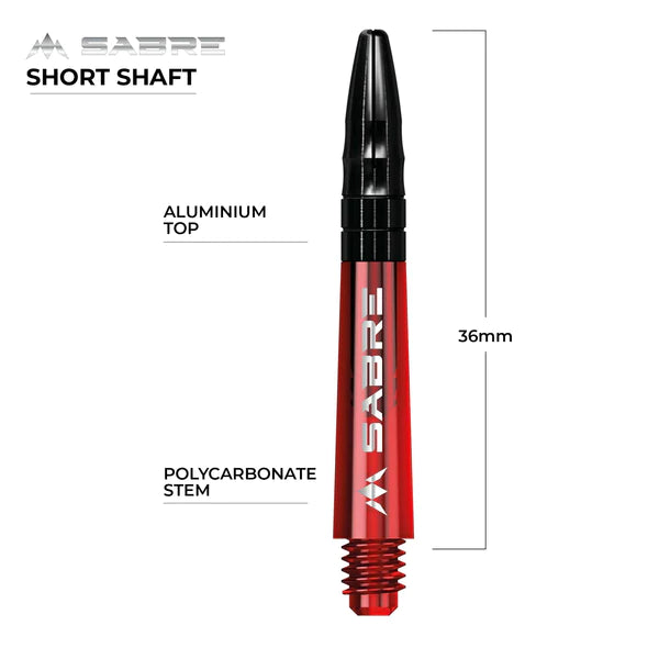 Mission - Mission Sabre Shafts - Polycarbonate Dart Stems - Red - Black Top 36mm