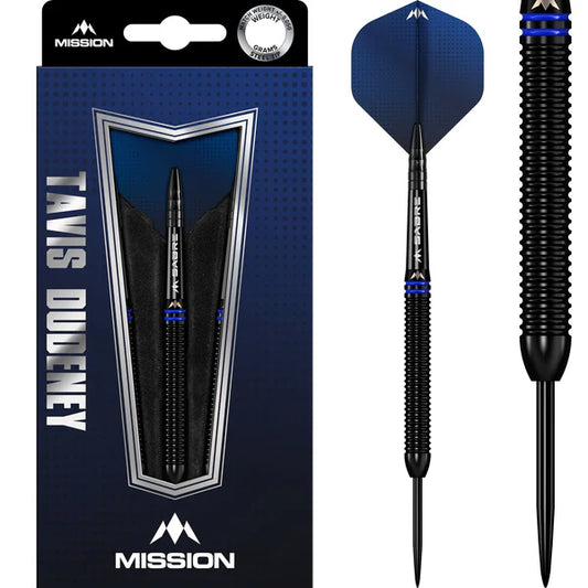 Mission Tavis Dudeney Darts - Steel Tip - 90% Tungsten - Black PVD 22G