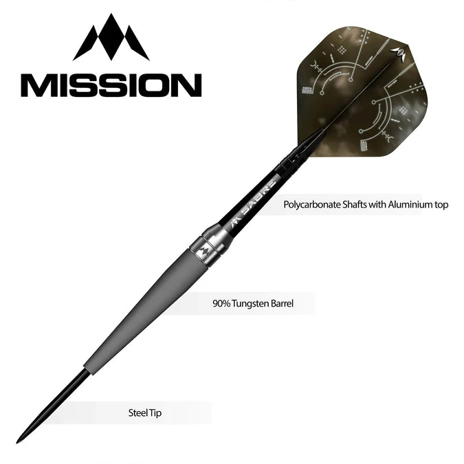 MISSION SATURN DARTS - STEEL TIP - 90% TUNGSTEN - TITAN 22G