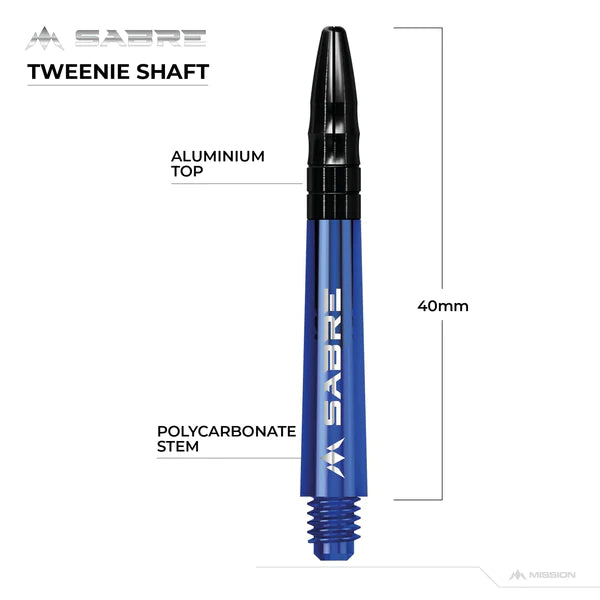 Mission - Mission Sabre Shafts - Polycarbonate Dart Stems - Blue - Black Top 40mm