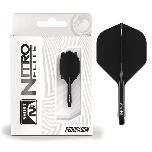 Red Dragon Darts Nitro Flite - Integrated Flight and Shaft Black & Black SHORT