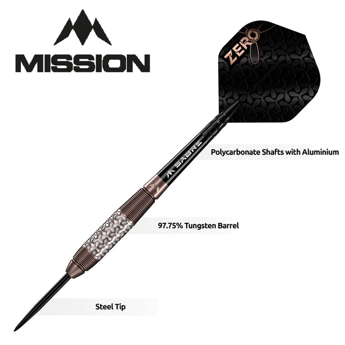 MISSION ZERO DARTS - STEEL TIP - 97.5% TUNGSTEN - BRONZE PVD 24G