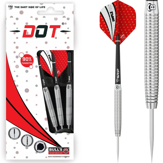 BULL'S Dot D7 Darts - Steel Tip - 90% Tungsten - Straight Shark 23G