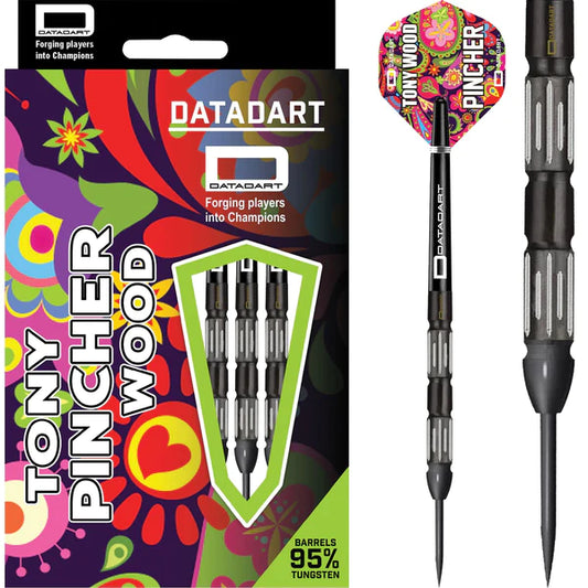 Datadart Tony Wood Darts - Steel Tip - 95% - Black Titanium 23G