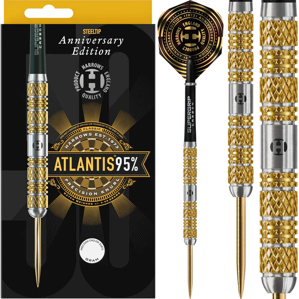 Harrows Atlantis Darts - Steel Tip - 95% - Anniversary Edition - Gold Titanium 22G