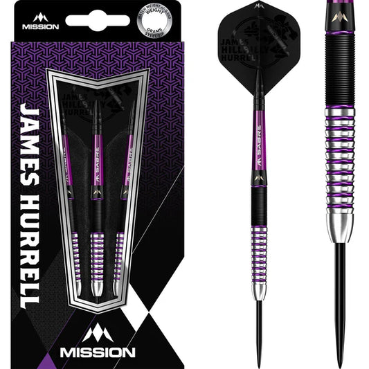 Mission James Hurrell Darts - Steel Tip - Hillbilly - Black & Purple 24G