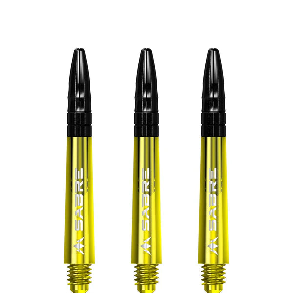 Mission - Mission Sabre Shafts - Polycarbonate Dart Stems - Yellow - Black Top 40mm