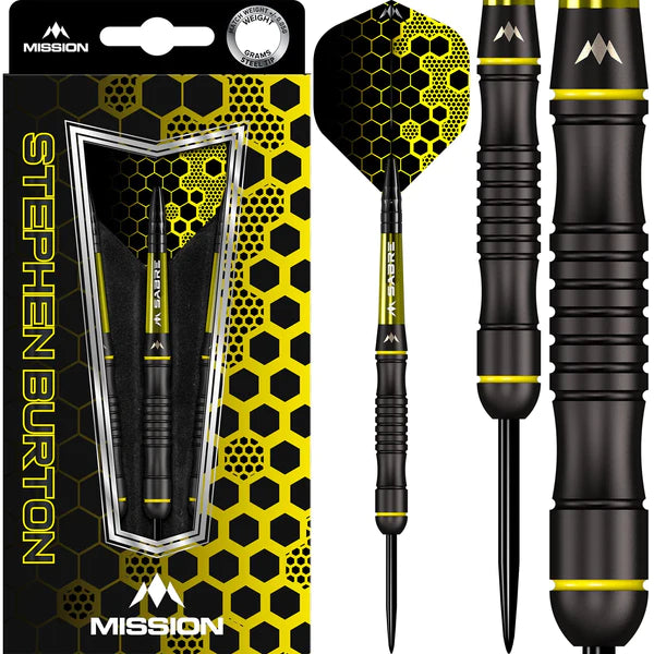 Mission Stephen Burton Darts - Steel Tip - 90% - Black Titanium - Bertie 25g