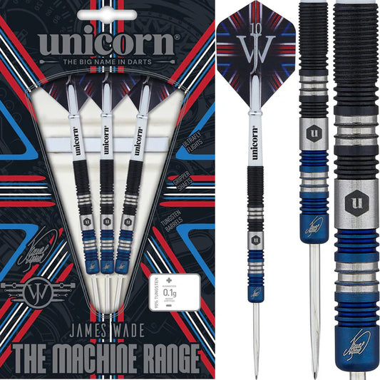 UNICORN JAMES WADE DARTS - STEEL TIP - THE MACHINE - TWO TONE - BLACK & BLUE 23G