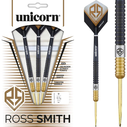 Unicorn Ross Smith Darts - Steel Tip - Smudger - Two Tone - Black & Gold 22G